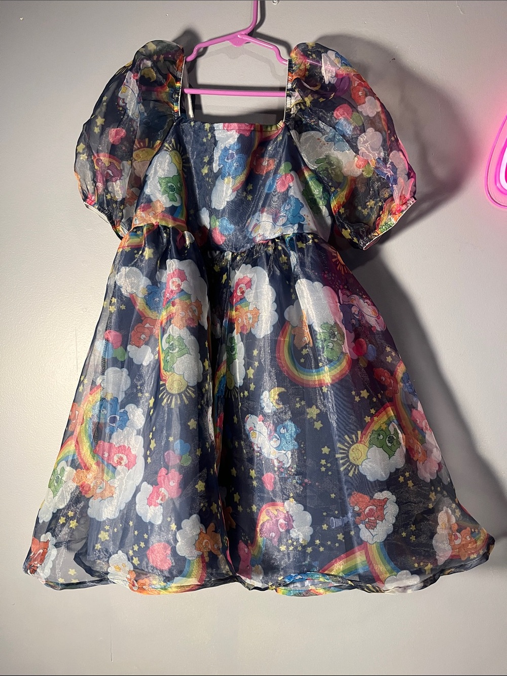 Care Bears Navy Rainbow Puff Sleeve Dress